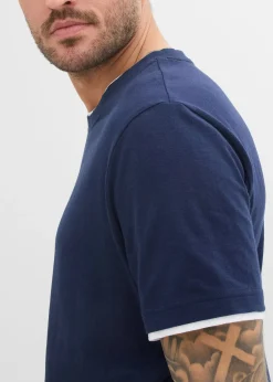 bonprix T-shirt aspect 2en1 en fil flammé|Homme T-Shirts & Polos