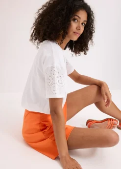 Femme bonprix T-Shirts & Tops|T-shirt avec broderies anglaises