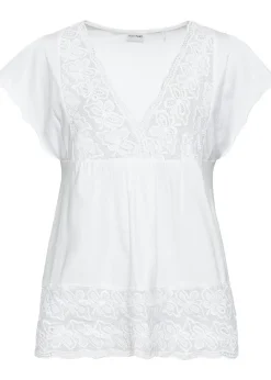 Femme bonprix T-Shirts & Tops|T-shirt avec décolleté en dentelle