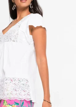 Femme bonprix T-Shirts & Tops|T-shirt avec décolleté en dentelle