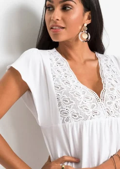 Femme bonprix T-Shirts & Tops|T-shirt avec décolleté en dentelle