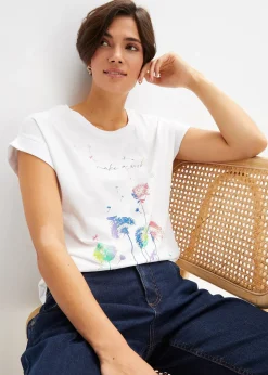bonprix T-shirt avec fleurs de pissenlit|Femme T-Shirts & Tops