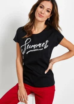 Femme bonprix T-Shirts & Tops|T-shirt avec inscription à sequins
