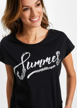 Femme bonprix T-Shirts & Tops|T-shirt avec inscription à sequins