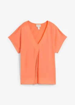 bonprix T-shirt avec soie et empiècement tissé|Femme Premium|T-Shirts & Tops