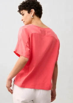 Femme bonprix Premium|T-Shirts & Tops|T-shirt avec soie et empiècement tissé