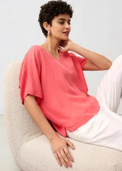 Femme bonprix Premium|T-Shirts & Tops|T-shirt avec soie et empiècement tissé