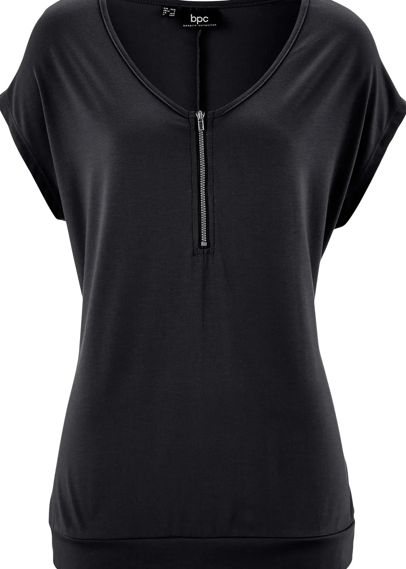 bonprix T-shirt avec zip, manches courtes|Femme T-Shirts & Tops