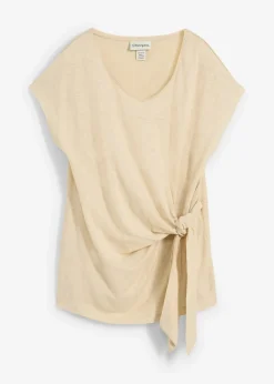 Femme bonprix Premium|T-Shirts & Tops|T-shirt cache-cœur, 100% lin