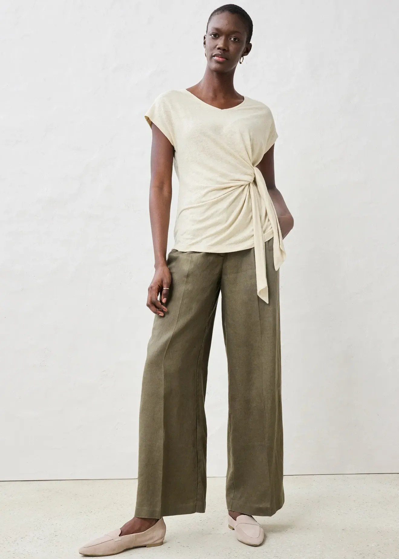 Femme bonprix Premium|T-Shirts & Tops|T-shirt cache-cœur, 100% lin