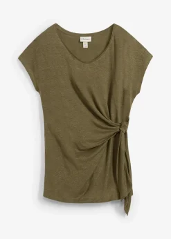 bonprix T-shirt cache-cœur, 100% lin|Femme Premium|T-Shirts & Tops