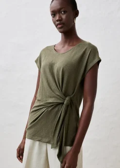 bonprix T-shirt cache-cœur, 100% lin|Femme Premium|T-Shirts & Tops