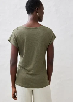 bonprix T-shirt cache-cœur, 100% lin|Femme Premium|T-Shirts & Tops