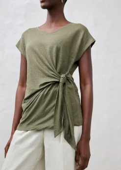 bonprix T-shirt cache-cœur, 100% lin|Femme Premium|T-Shirts & Tops