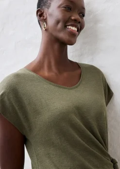 bonprix T-shirt cache-cœur, 100% lin|Femme Premium|T-Shirts & Tops