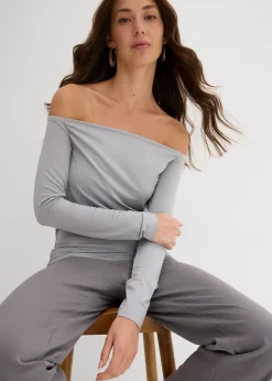 bonprix T-shirt col Bardot en jersey léger|Femme T-Shirts & Tops