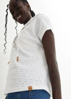 bonprix T-shirt col Henley à capuche|Femme T-Shirts & Tops