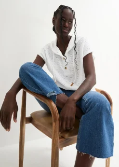 bonprix T-shirt col Henley à capuche|Femme T-Shirts & Tops