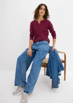 Femme bonprix Basiques|T-Shirts & Tops|T-shirt col Henley, 100% coton