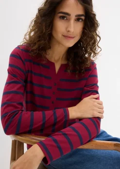 Femme bonprix Basiques|T-Shirts & Tops|T-shirt col Henley, 100% coton