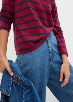 Femme bonprix Basiques|T-Shirts & Tops|T-shirt col Henley, 100% coton