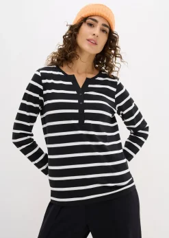 Femme bonprix Basiques|T-Shirts & Tops|T-shirt col Henley, 100% coton