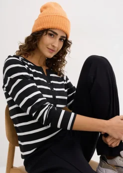 Femme bonprix Basiques|T-Shirts & Tops|T-shirt col Henley, 100% coton