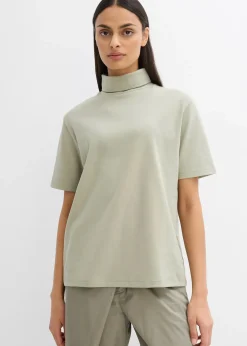 bonprix T-shirt col roulé 100% coton|Femme T-Shirts & Tops