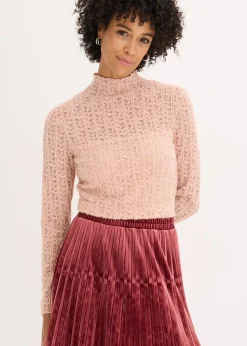 Femme bonprix T-Shirts & Tops|T-shirt col roulé en dentelle