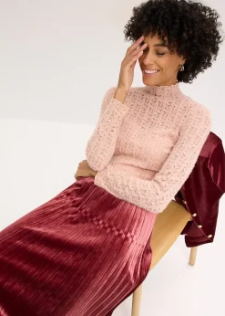 Femme bonprix T-Shirts & Tops|T-shirt col roulé en dentelle