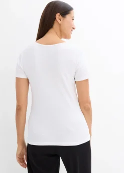 Femme bonprix Basiques|T-Shirts & Tops|T-shirt col tunisien, 100% coton