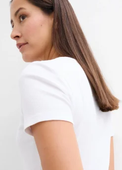 Femme bonprix Basiques|T-Shirts & Tops|T-shirt col tunisien, 100% coton