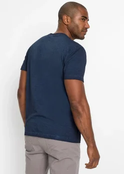 bonprix T-shirt col tunisien, aspect délavé, 100% coton|Homme T-Shirts & Polos