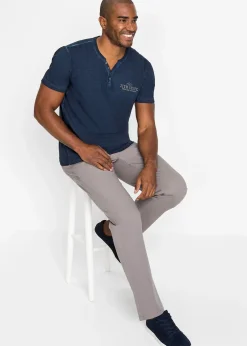 bonprix T-shirt col tunisien, aspect délavé, 100% coton|Homme T-Shirts & Polos