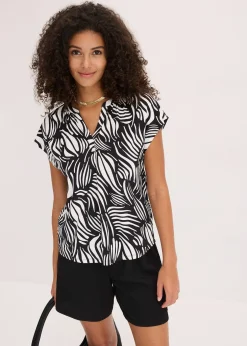 Femme bonprix T-Shirts & Tops|T-shirt col tunisien en viscose mélangée