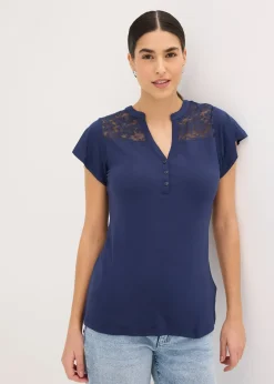 Femme bonprix T-Shirts & Tops|T-shirt col tunisien en viscose majoritaire