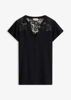 bonprix T-shirt col tunisien en viscose majoritaire|Femme T-Shirts & Tops