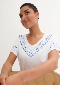 bonprix T-shirt coton ample avec imprimé brodé|Femme T-Shirts & Tops