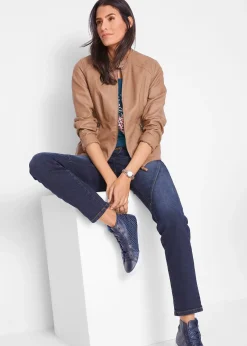 bonprix T-shirt coton en fil flammé, manches courtes|Femme T-Shirts & Tops