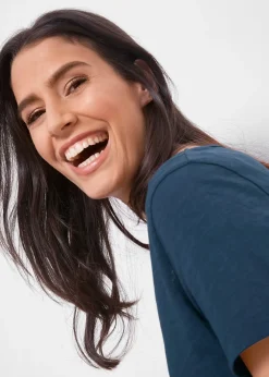 bonprix T-shirt coton en fil flammé, manches courtes|Femme T-Shirts & Tops