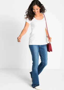 bonprix T-shirt coton et dentelle, manches courtes|Femme T-Shirts & Tops