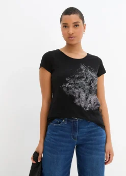 Femme bonprix T-Shirts & Tops|T-shirt coton fil flammé à manches courtes