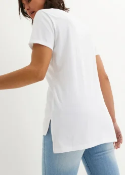 bonprix T-shirt coton imprimé et fendu sur le côté|Femme T-Shirts & Tops