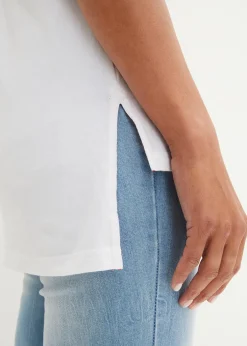 bonprix T-shirt coton imprimé et fendu sur le côté|Femme T-Shirts & Tops