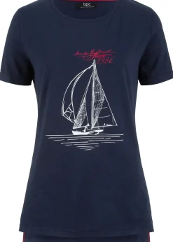 bonprix T-shirt coton imprimé et fendu sur le côté|Femme T-Shirts & Tops