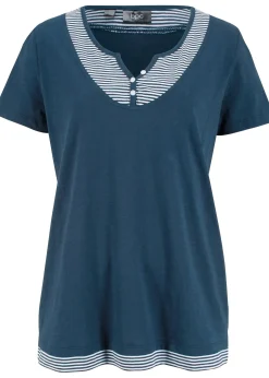 bonprix T-shirt coton style 2 en 1, manches courtes|Femme T-Shirts & Tops