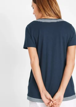 bonprix T-shirt coton style 2 en 1, manches courtes|Femme T-Shirts & Tops