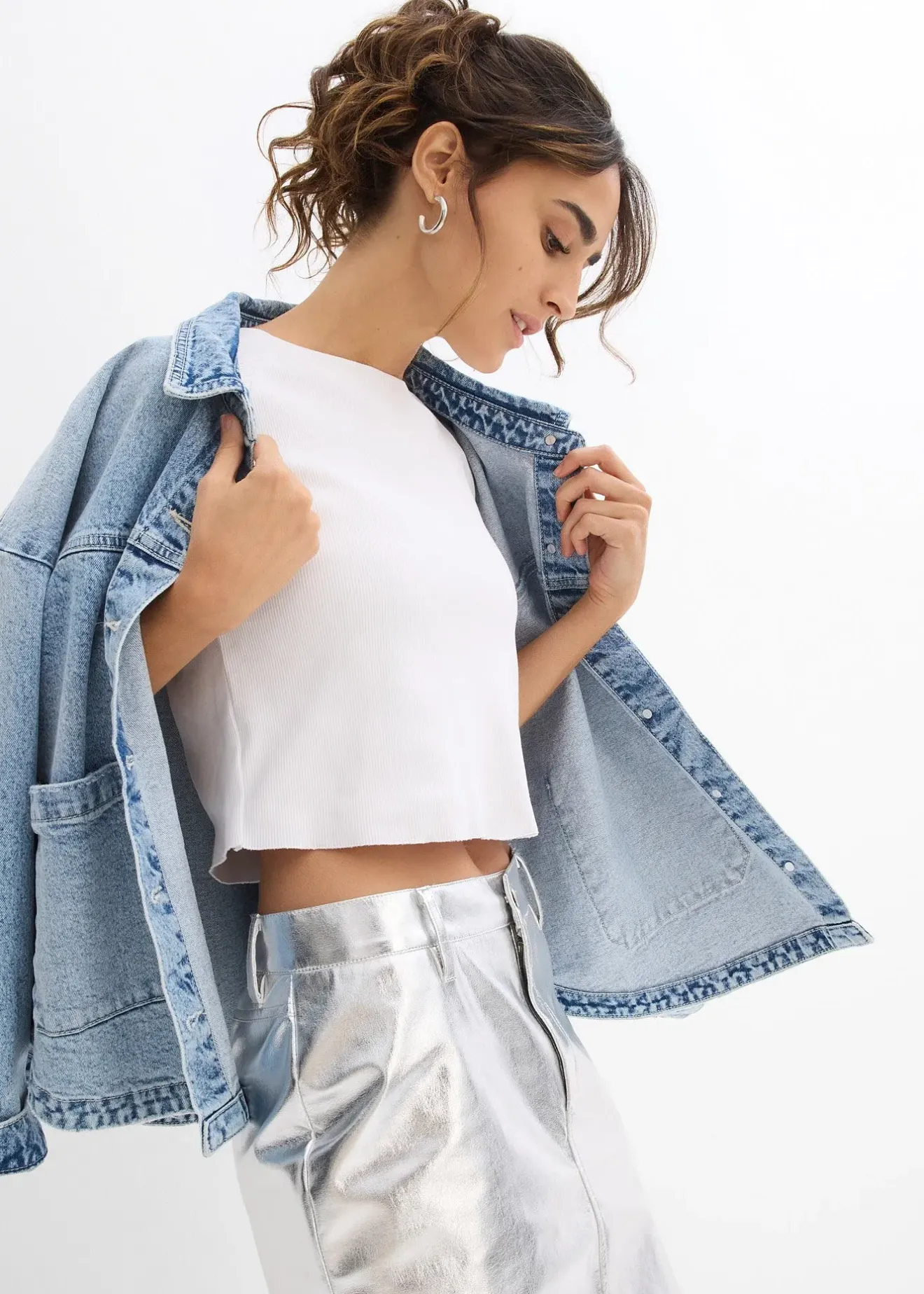 Femme bonprix T-Shirts & Tops|T-shirt court et côtelé