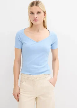 Femme bonprix T-Shirts & Tops|T-shirt côtelé en viscose extensible