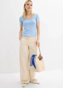 Femme bonprix T-Shirts & Tops|T-shirt côtelé en viscose extensible